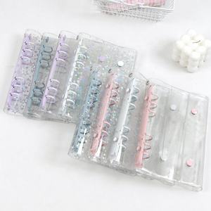 20 PCS A6 Couverture de classeur à <span class=keywords><strong>anneaux</strong></span> en PVC souple 6 <span class=keywords><strong>anneaux</strong></span> Couverture de classeur transparente pour planificateur Couverture de classeur à <span class=keywords><strong>anneaux</strong></span> ronds rose violet pour carnet rechargeable - Product Image 4
