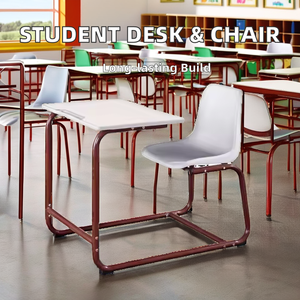 Modern Steel Plastic Plywood MDF Fixed Single School Student <b>Desk</b> Chair Customized Colors Commercial Use Aoyasi PT-205E PT-205E - Product Image 4