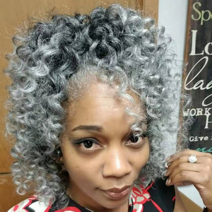 Postiche Cheveux Gris Afro Bouclé Court <span class=keywords><strong>Queue</strong></span> <span class=keywords><strong>de</strong></span> <span class=keywords><strong>Cheval</strong></span> Gris Argenté Cheveux Humains <span class=keywords><strong>Queue</strong></span> <span class=keywords><strong>de</strong></span> <span class=keywords><strong>Cheval</strong></span> avec Cordon <span class=keywords><strong>de</strong></span> Serrage Clip-in Extension <span class=keywords><strong>de</strong></span> Cheveux Gris 120g - Product Image 2