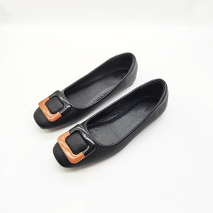 Scarpe basse pieghevoli da donna <span class=keywords><strong>con</strong></span> fibbia quadrata nera, comode <span class=keywords><strong>ballerine</strong></span> casual. - Product Image 1