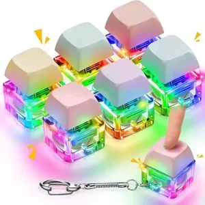 Bàn phím Fidget Keychain với ánh sáng <span class=keywords><strong>LED</strong></span> Keycap căng thẳng cứu trợ Đồ chơi móc chìa khóa Đồ chơi FIDGET nút <span class=keywords><strong>Keyring</strong></span> - Product Image 1