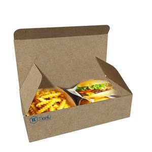 Caja cuadrada de tinta de soja de grado alimenticio de nuevo diseño, caja desechable de papel Kraft para hamburguesas, sándwich, hamburguesa, pollo frito, caja de embalaje para patatas fritas - Product Image 1