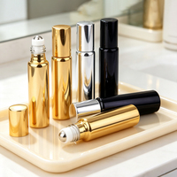 Flacon de parfum roll-on en verre électroplaqué de luxe 10 ml 5 ml, flacon à bille portable pour voyage, flacon roll-on pour huile de parfum