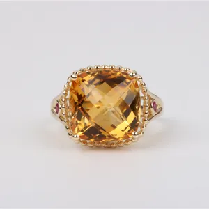 Wholesale 10k gold gemstone engagement ring jewelry with citrine 2015 new design