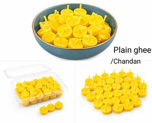 Bougie parfumée ronde flottante artisanale élégante en cire de ghee de vache pur jaune Battis pour la décoration de la maison et les fêtes de mariage - Product Image 2