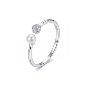 Adjustable Copper Shell Pearl <b>Open</b> <b>Ring</b> CZ Ball Cuff Dainty Shell Pearl Jewelry for Women Wedding Engagement Gift - Product Image 1