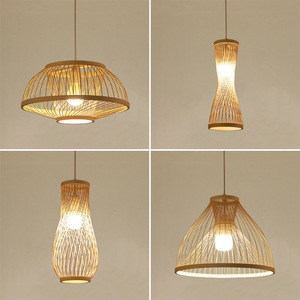 Lámpara Colgante de Bambú Tejido Estilo Chino Yumesho, Diseño Rústico y Simple para Sala de Estar, Comedor, Dormitorio, Salón de Té - Product Image 3