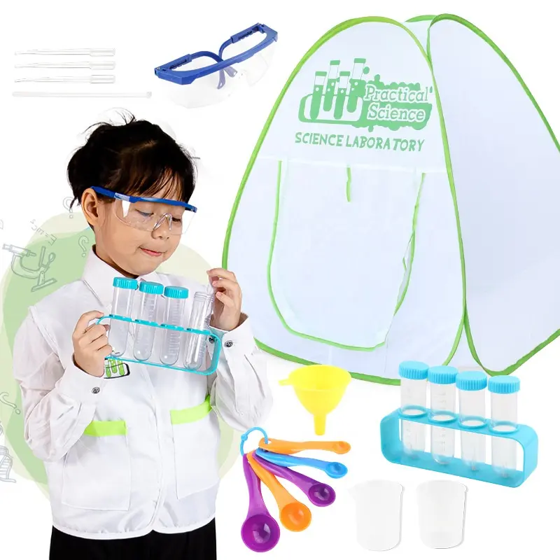 Kit di esperimenti scientifici per bambini Kit di esperimenti scientifici Set di strumenti scienziato Costume aula laboratorio attività Dress-up gioco di ruolo