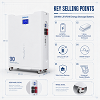 Station d'énergie solaire LFP haute capacité empilable hors réseau avec surveillance intelligente WIFI, batterie de stockage d'énergie domestique 32 kWh ESS