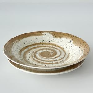 2026 nuevos platos de cerámica con patrón artístico-Beige blanco con motas negras vajilla de comedor para servir comida en el hogar y uso decorativo - Product Image 2