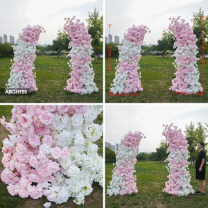 ซุ้มดอกไม้ประดิษฐ์ผ้าไหมสีชมพูขาวรุ่นใหม่ขายดี สำหรับงานแต่งงาน ฉากหลังงานอีเว้นท์ - Product Image 3