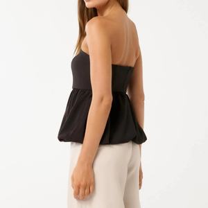 <b>Women's</b> Casual Strapless Peplum Tank Top Sleeveless <b>Vest</b> Custom Logo Print - Product Image 3