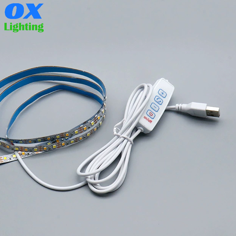 5V USB Dual Color LED Strip Light 8mm 0.5m 1m 2m 2700K 6000K Dimmable Switch Control USB Powered LED Strip for Photo Frames