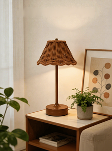 Modern Rattan Hotel <strong>Table</strong> Lamp Rechargeable Dimmable LED Battery Included Natural Home Decor <strong>Lighting</strong> for Living Room Office - Product Image 2