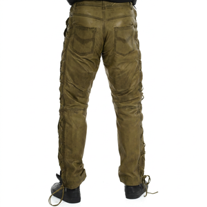 กางเกงหนังแท้ของผู้ชายกางเกงหนังแฟชั่นหรูหราผลิตตามสั่งส่งออก - Product Image 2