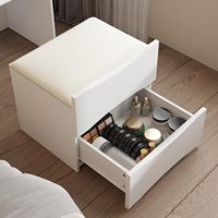Coiffeuse moderne Fanyige avec miroir rabattable et éclairage, petit ensemble de maquillage, étagère en verre, gain de place, 3 tiroirs, coussin