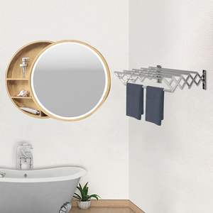 Séchoir mural double pliable en acier inoxydable résistant <span class=keywords><strong>à</strong></span> la rouille porte-serviettes intérieur/<span class=keywords><strong>extérieur</strong></span> organisateur de vêtements avec <span class=keywords><strong>poteau</strong></span> - Product Image 2