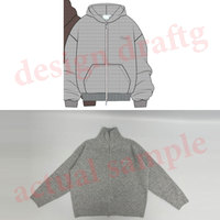 Veste en tricot côtelé gris chiné pour homme, veste zippée intégrale, col montant, style luxueux, cardigan bomber en tricot