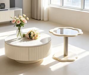Modern <b>Round</b> <b>Coffee</b> <b>Table</b> With Storage Resin Material Minimalist Design Living Room Furniture - Product Image 5