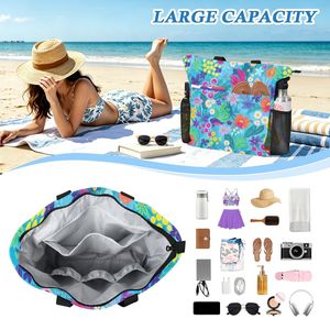Bolsa de Viaje de Poliéster Impermeable Grande y Duradera 2 en 1 con Estampado Floral Colorido, Bolsa de Playa para Mujer con Bolsa Adicional - Product Image 6