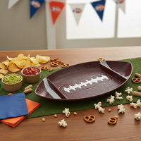 Plateau de service divisé en mélamine de qualité alimentaire, motif ballon de football américain, pour les jours de match, les soirées sportives, les fêtes, les traiteurs et les réceptions.