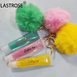 2025 vente en gros 13 saveurs boule de <span class=keywords><strong>fourrure</strong></span> huiles pour les lèvres hydratantes 15ml végétalien lèvre repulpant huile porte-clés clair brillant à lèvres marque privée - Product Image 3