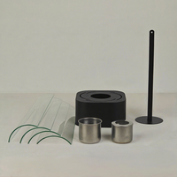 Vente en gros Foyer de table carré en acier inoxydable Brasero en métal noir Cheminée de table en verre avec pierres décoratives