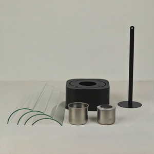 Chimenea de mesa cuadrada de acero inoxidable al por mayor, <span class=keywords><strong>brasero</strong></span> de metal negro, chimenea de mesa de cristal con piedras decorativas - Product Image 4