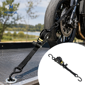 HOMFUL Cinghia <span class=keywords><strong>di</strong></span> Fissaggio per <span class=keywords><strong>Moto</strong></span> a 2 <span class=keywords><strong>Pezzi</strong></span> Resistente con Fibbia a Cricchetto Zincata e Ganci Rivestiti per il Trasporto - Product Image 1