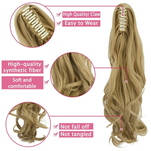 22 pouces <span class=keywords><strong>de</strong></span> long ondulé bouclé pince à griffes queue <span class=keywords><strong>de</strong></span> <span class=keywords><strong>cheval</strong></span> postiches Extension coiffures synthétique noir naturel queue <span class=keywords><strong>de</strong></span> <span class=keywords><strong>cheval</strong></span> pour <span class=keywords><strong>femme</strong></span> noire - Product Image 6