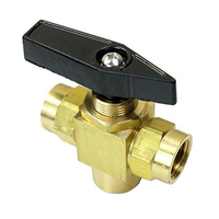 Green Valves 3 Way Brass Ball Valve 1/8 NPT Panel Mount Instrument Gauge Valve