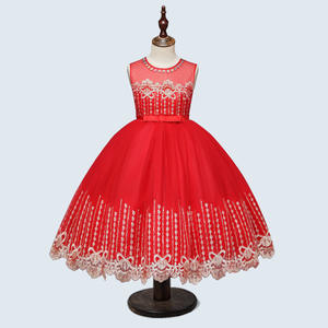 Vestido de Encaje con Lazo y Diseño de Cristal para Niñas, Ropa Vintage China en Línea - Product Image 1