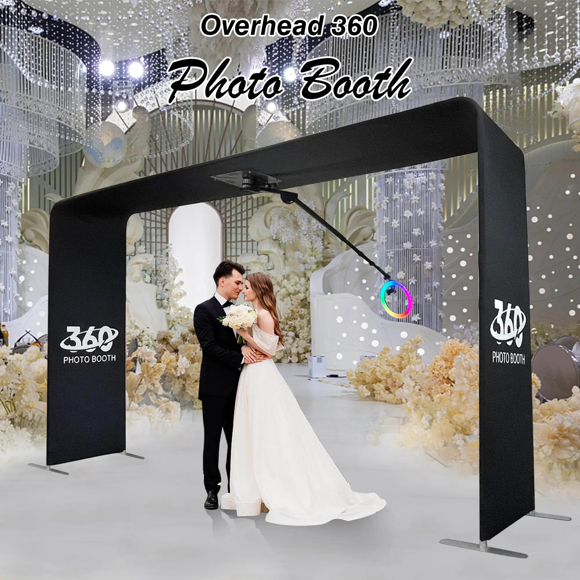 HLTD New Sky Overhead 360 Photo Booth Selfie Video Booth bingkai berputar Video foto Overhead 360 Booth