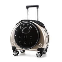 Sac de transport à roulettes transparent classique grande capacité en EVA et maille PU avec fermeture éclair, sac à dos de voyage portable pour chats et petits animaux