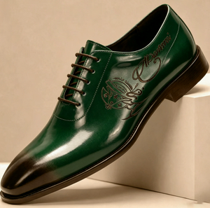 Men Genuine Leather Dress <b>Shoes</b> Pointed Toe <b>Lace</b> Up Embossed Oxfords Business Wedding Party Formal <b>Shoes</b> EU 38 to 47 Large Sizes - Product Image 2