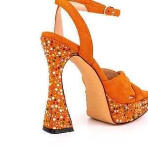 Sandales à talons hauts pour femmes, chaussures de luxe à bout ouvert avec strass - Product Image 5