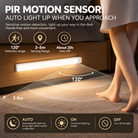 Lampu Kabinet LED Isi Ulang Sensor Gerak PIR Lampu Bawah Kabinet USB Tipe C Nirkabel Dapat Diredupkan Lampu Lemari Pakaian