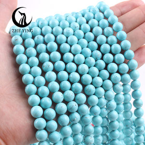 Zhe Ying оптовая продажа 6/8/10 мм внутренний монгольский бирюзовый браслет Бирюзовый бисер натуральный круглый натуральный камень Бирюзовый бисер - Product Image 6