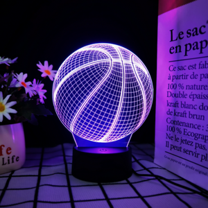 Acrylique 3D Football & Rugby LED Veilleuse 7 Couleurs Changeantes Chambre <span class=keywords><strong>Lampe</strong></span> <span class=keywords><strong>de</strong></span> <span class=keywords><strong>Chevet</strong></span> avec Alimentation Plug-In Cadeau pour Enfants - Product Image 3