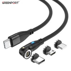 El más nuevo 9PIN 540 grados giratorio PD 60W 3 en 1 cable de carga magnética cable de carga múltiple con transferencia de datos