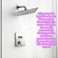 Douche murale à jet numérique LED avec capteur, en laiton et céramique, à poignée unique, intégrée, pour hôtel, personnalisable OEM