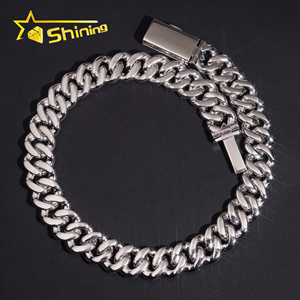 IGI 인증 팬시 컷 모이사나이트 20mm 목걸이 다이아몬드 테스트 통과 925 실버 힙합 럭셔리 쿠반 링크 체인 - Product Image 2