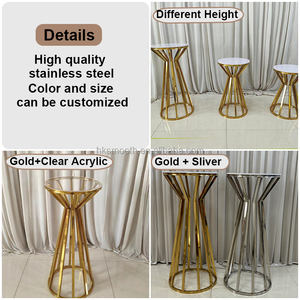 Support à gâteau de mariage en acier inoxydable lisse, table en marbre doré, support à fleurs pour événement de mariage, scène de fête, décoration de passerelle - Product Image 6
