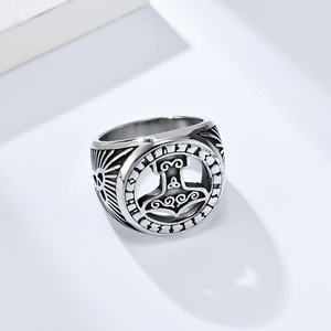 Retro-style Celtic triangle knot <b>titanium</b> steel <b>ring</b>, unique and niche Viking eternal knot battle axe punk jewelry. - Product Image 4