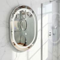 Miroir de salle de bain intelligent LED moderne de luxe avec écran tactile, anti-buée, en verre trempé, garantie 5 ans, 600x800mm, ovale, pour hôtel et appartement