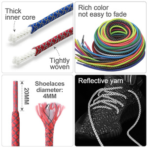 WEGOODZF 맞춤형 두꺼운 반사 4mm 혼합 색상 폴리에스터 안전 하이라이트 신발끈 (스니커즈, 운동화, 러닝화용) - Product Image 2