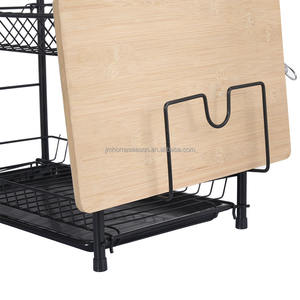 Escorredor de Louça de Aço Inoxidável Preto SY - Organizador de Cozinha Durável com Suportes de Armazenamento - Product Image 4