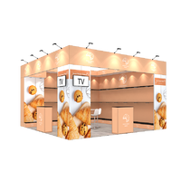 Stand d'exposition modulaire personnalisé 20x20 pieds avec étagères et design rétroéclairé en aluminium