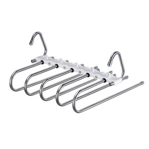 6 in 1 Edelstahl Platz sparen Multifunktion ales Klapp regal Kleider schrank Organizer Hosen Kleiderbügel - Product Image 4