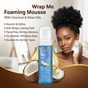 Mousse coiffante pour boucles à l'huile de coco et au beurre de karité, biologique, sans cruauté, hypoallergénique, anti-frisottis, tenue forte, pour cheveux normaux - Product Image 5